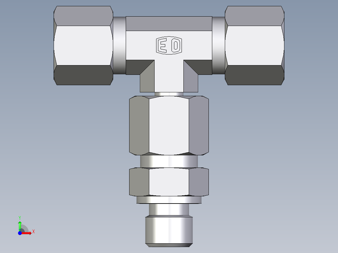卡套式工业通用硬管接头EO_Assembled_adjustable_standpipe_branch_tee_EVT08SR71前视图
