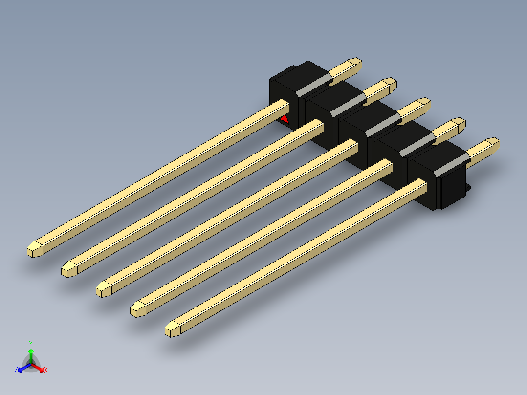 彩色公头100mil（2.54mm）系列-DS1021_black_1x05p_100mil_Type19_rev1.0正等轴测图