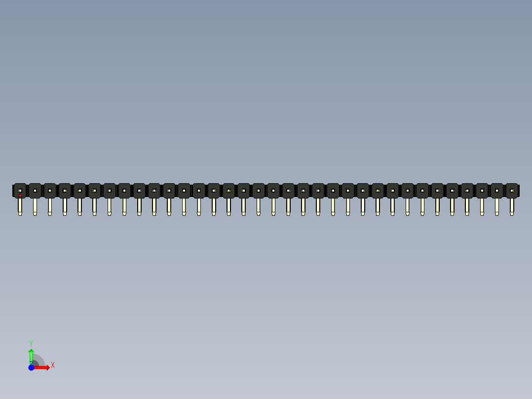 彩色公排针 100mil 2.54mm 系列-DS1022_black_1x34p_100mil_TypeD_rev1.0前视图