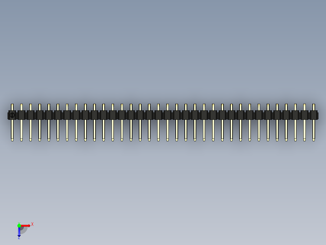 彩色公排针 100mil 2.54mm 系列-DS1022_black_1x34p_100mil_TypeD_rev1.0俯视图