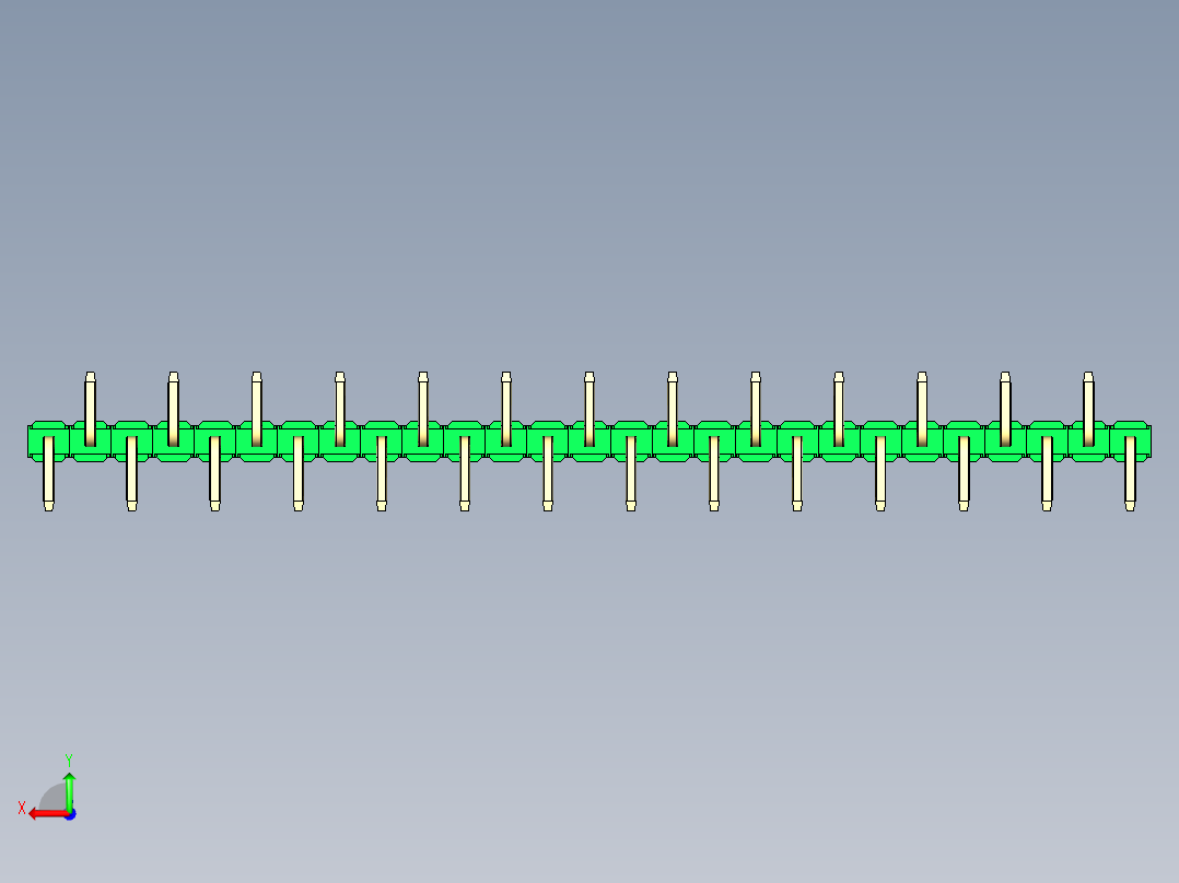 彩色公排针 100mil 2.54mm 系列-DS1022_green_27p_100mil_Type_SMT_R2_rev1.0后视图