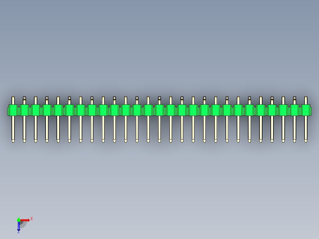 彩色公排针 100mil 2.54mm 系列-DS1022_green_27p_100mil_Type_SMT_R2_rev1.0俯视图