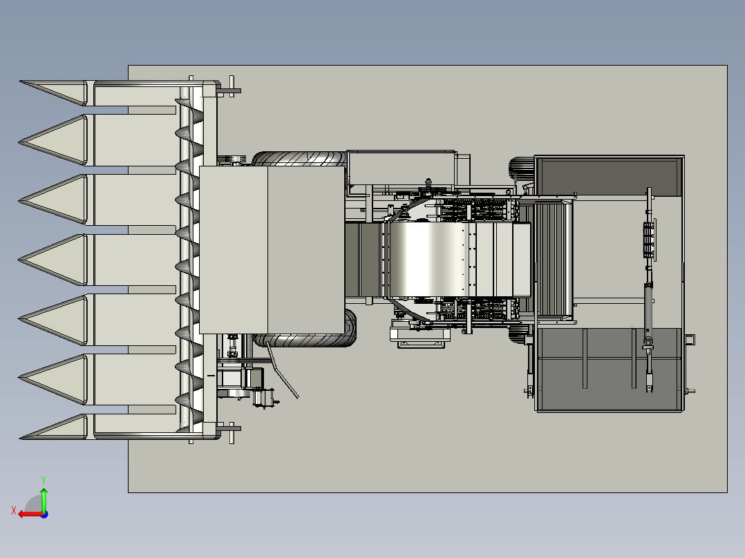 玉米收获机总装带还田机后视图
