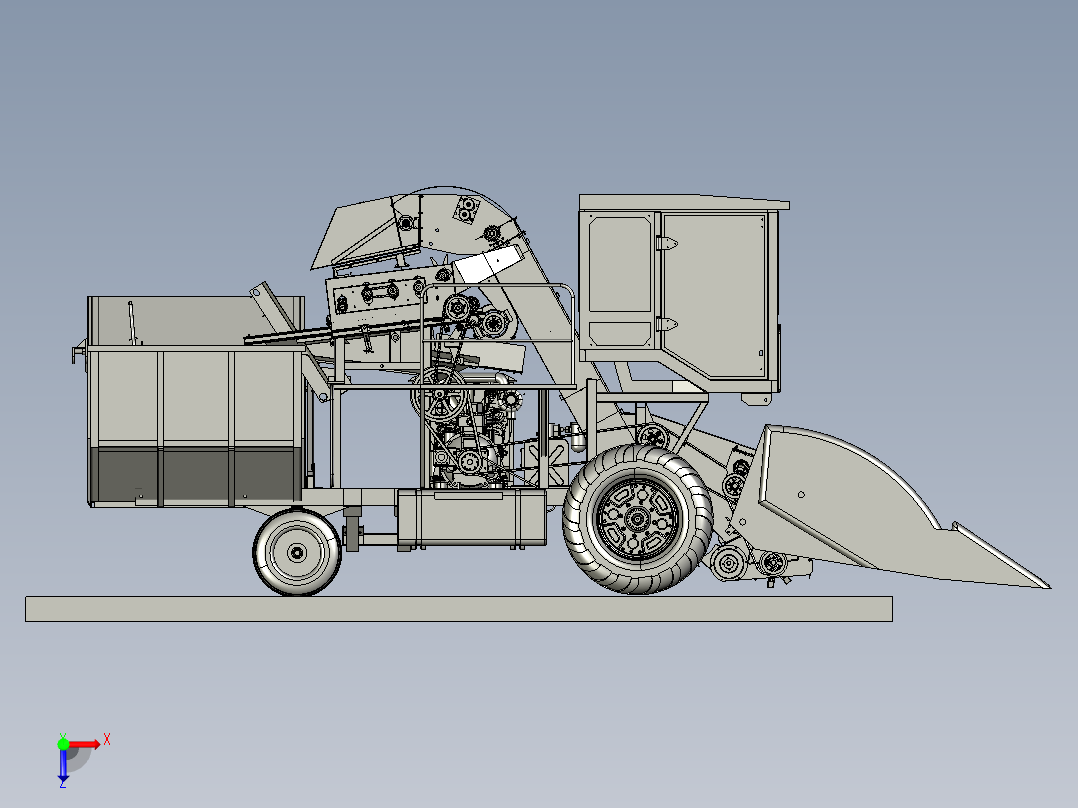 玉米收获机总装带还田机俯视图