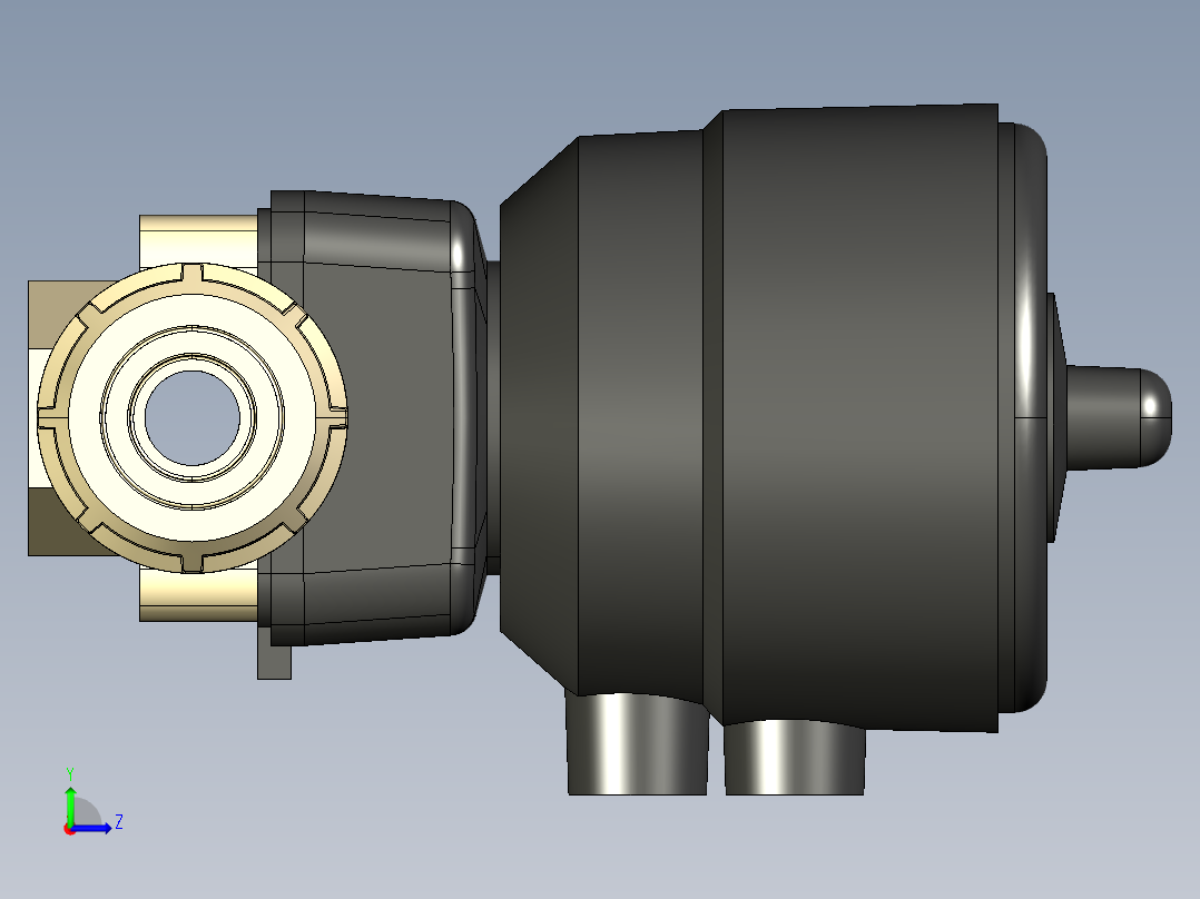 4DKUIMCP NC 气动隔膜阀常闭，以女性的两端，公制系列PP-H左视图
