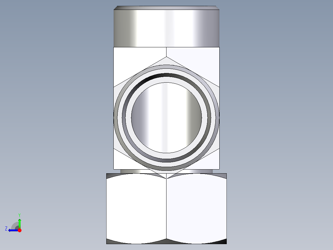 卡套式工业通用硬管接头EO_Swivel_nut_run_tee_EL28LOMDCF右视图