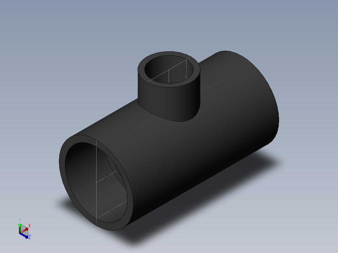 PVC管件-2x1 Venturi-Tee正等轴测图