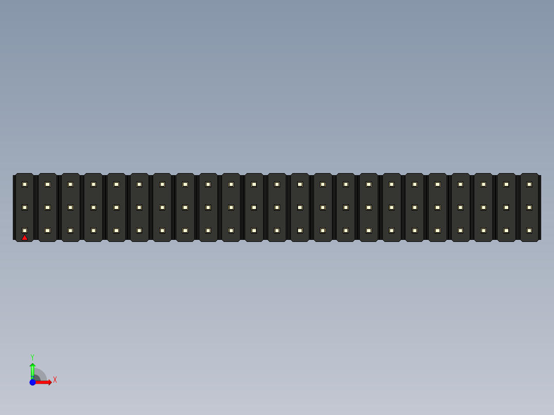 彩色公头100mil（2.54mm）系列-DS1021_black_3x23p_100mil_Type1_rev1.0前视图