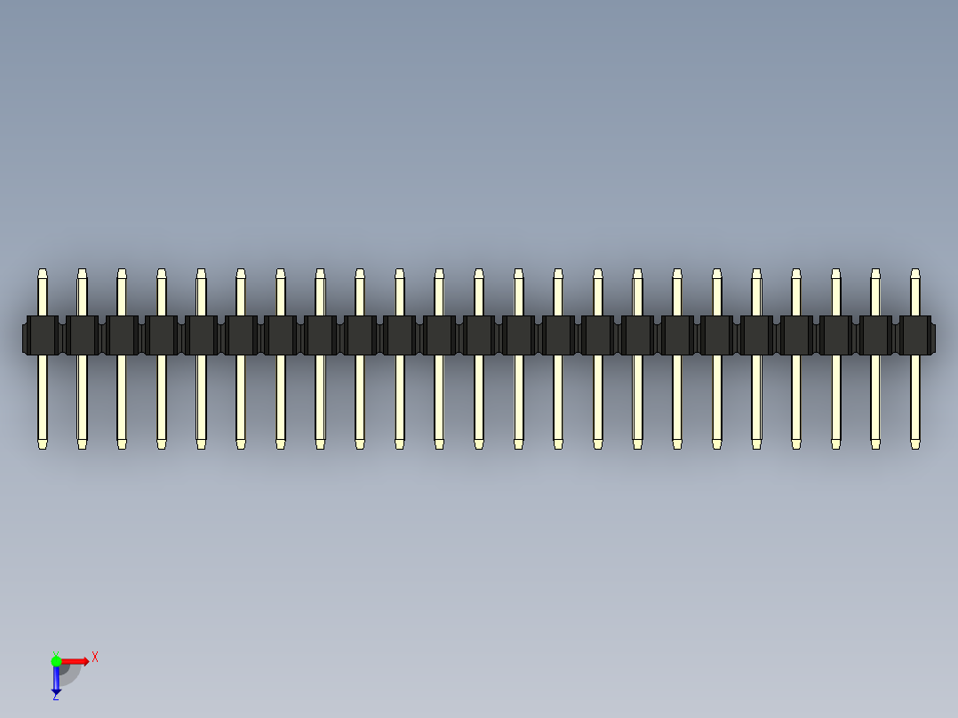 彩色公头100mil（2.54mm）系列-DS1021_black_3x23p_100mil_Type1_rev1.0俯视图