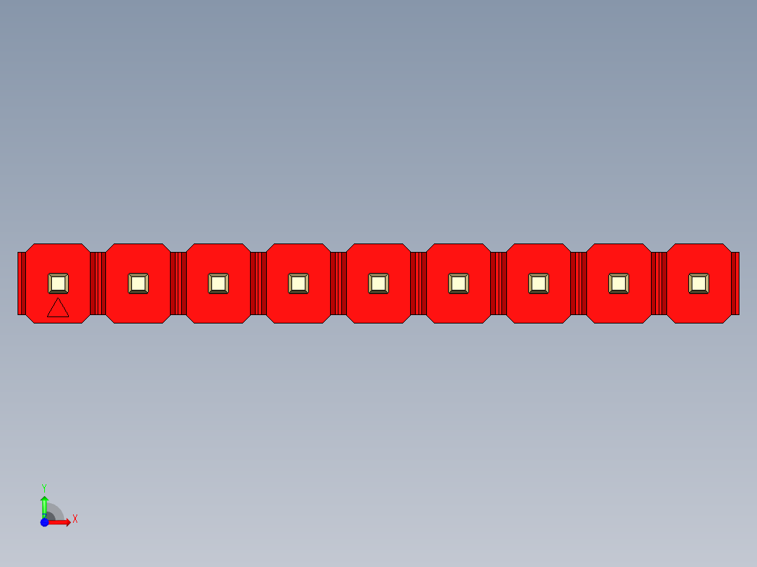彩色公头100mil（2.54mm）系列-DS1021_red_1x09p_100mil_Type43_rev1.0前视图