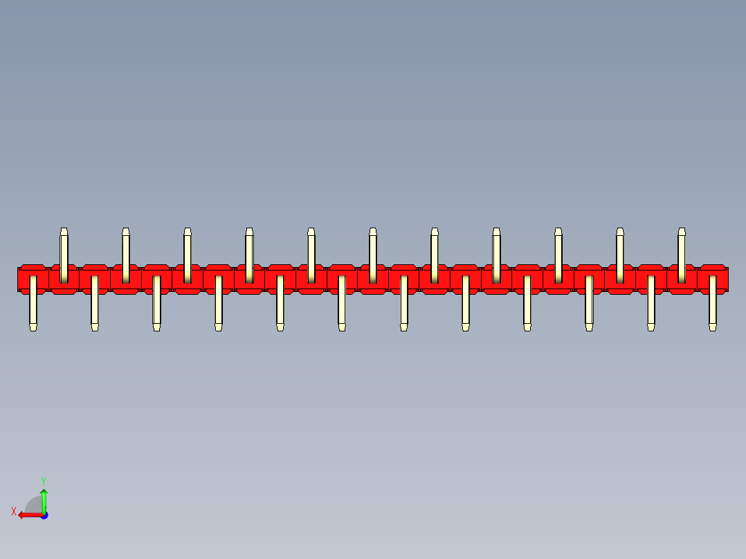 彩色公排针 100mil 2.54mm 系列-DS1022_red_23p_100mil_Type_SMT_R2_rev1.0后视图