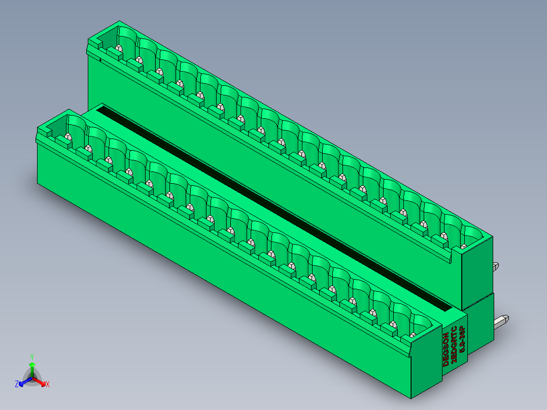 DEGSON 2EDG 系列 5.0mm 可插拔接线端子组-2EDGRTC-5.0-36P-14-00AH正等轴测图