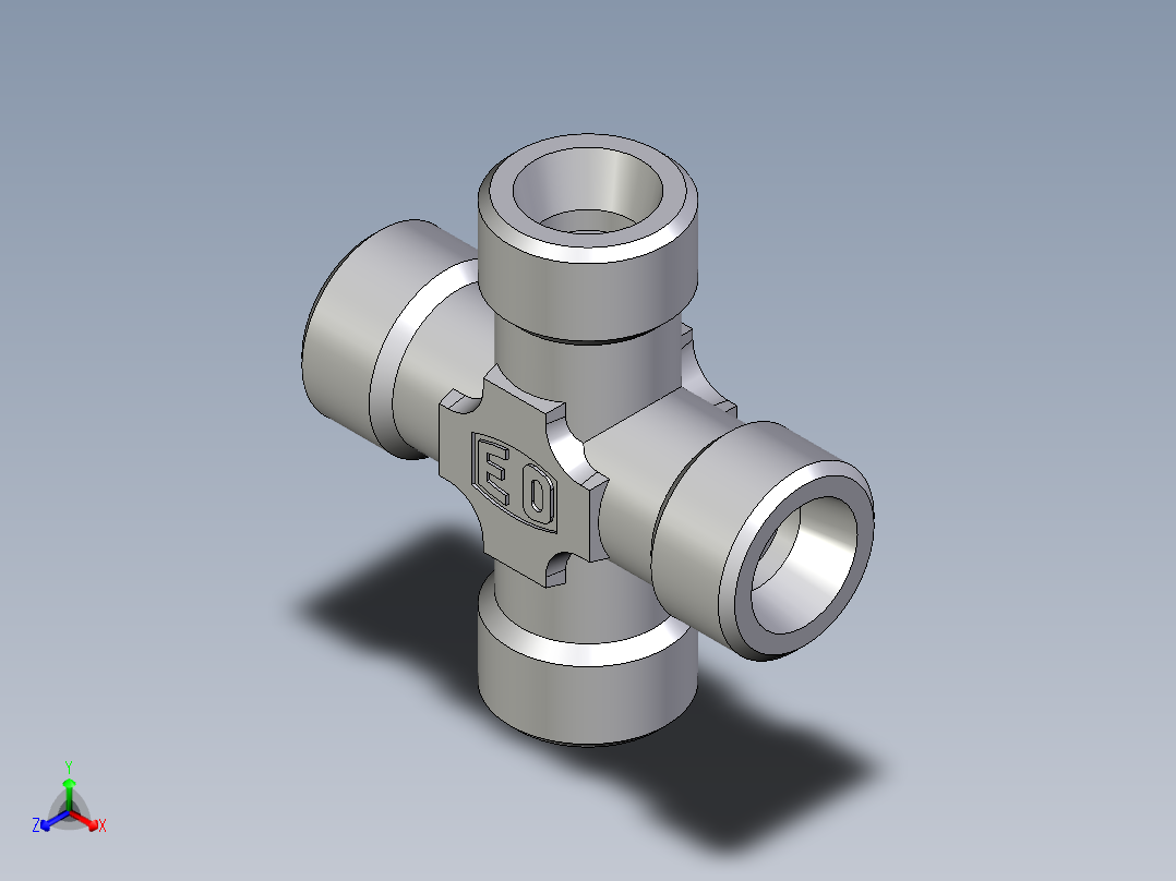 卡套式工业通用硬管接头EO_Union_cross_K10S71X正等轴测图