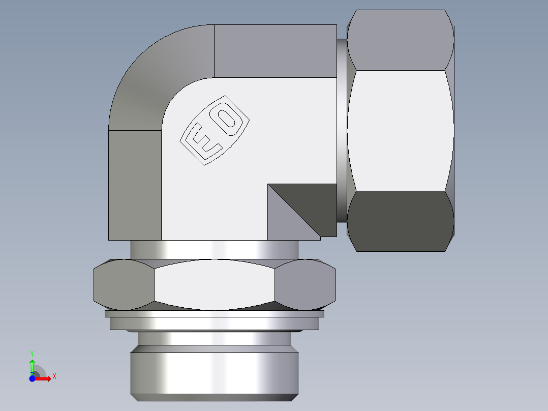 卡套式工业通用硬管接头EO_Adjustable_Locknut_elbow_WEE28ZLMCF前视图