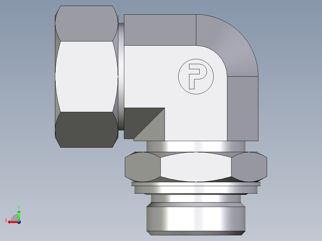 卡套式工业通用硬管接头EO_Adjustable_Locknut_elbow_WEE28ZLMCF后视图