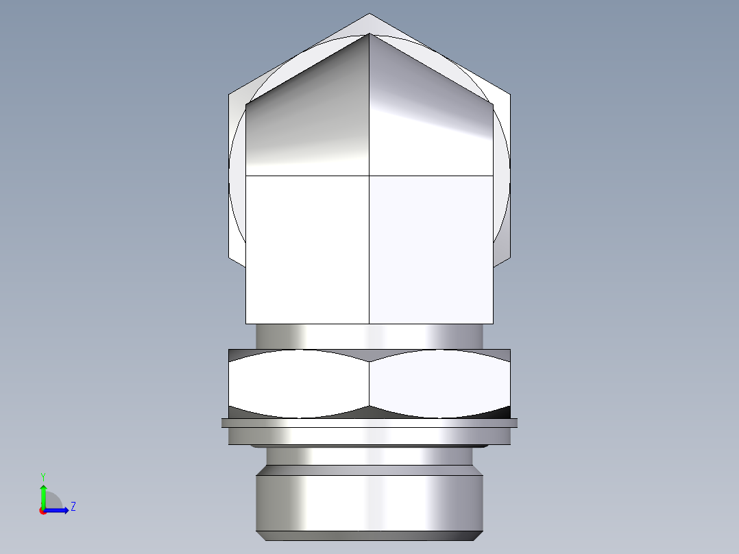 卡套式工业通用硬管接头EO_Adjustable_Locknut_elbow_WEE28ZLMCF左视图