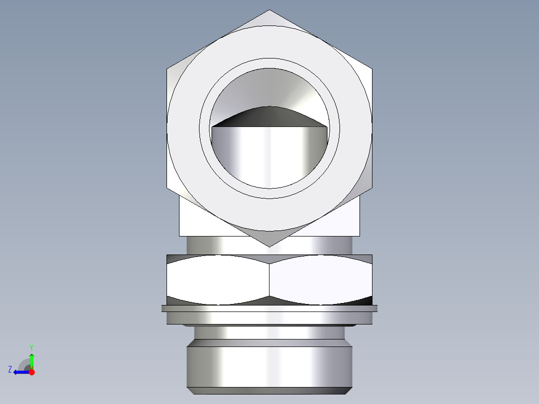 卡套式工业通用硬管接头EO_Adjustable_Locknut_elbow_WEE28ZLMCF右视图