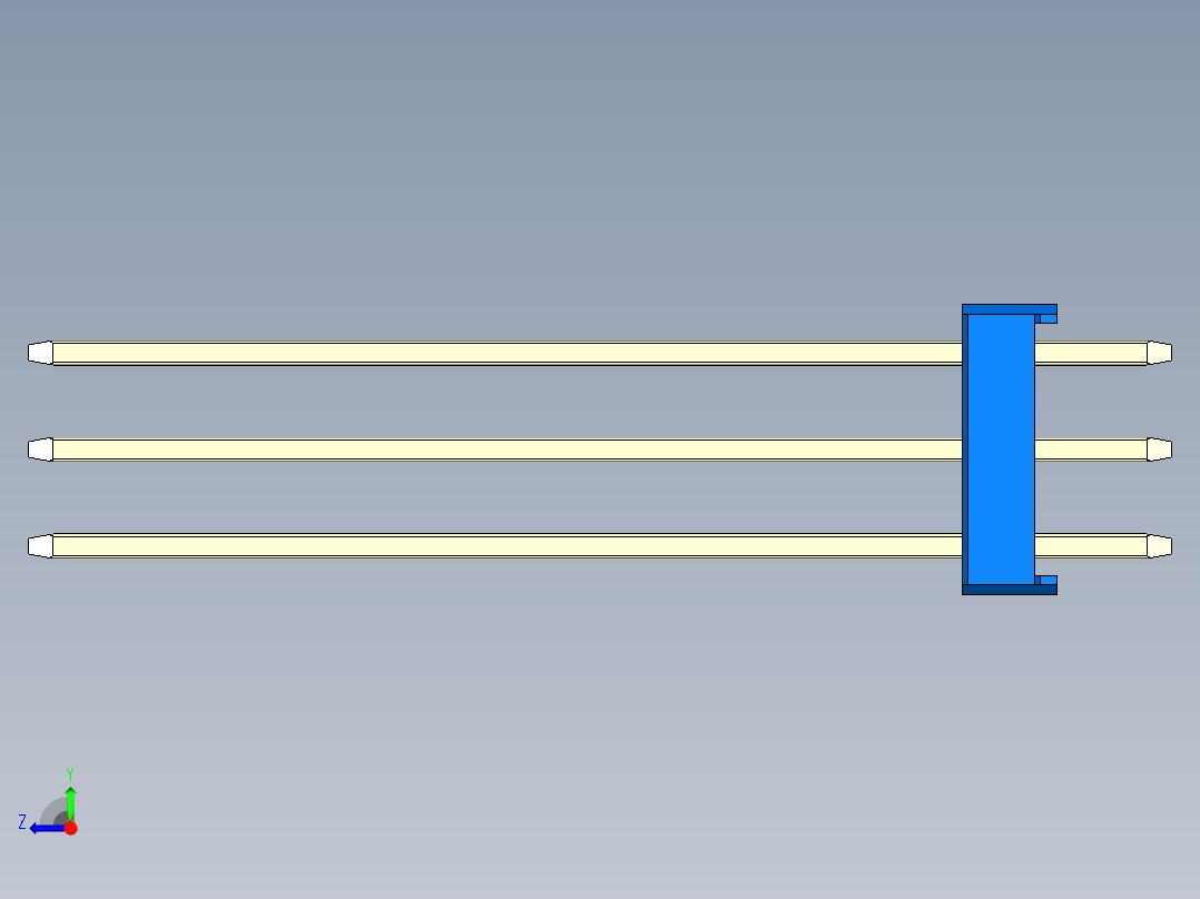 彩色公头100mil（2.54mm）系列-DS1021_blue_3x14p_100mil_Type43_rev1.0右视图