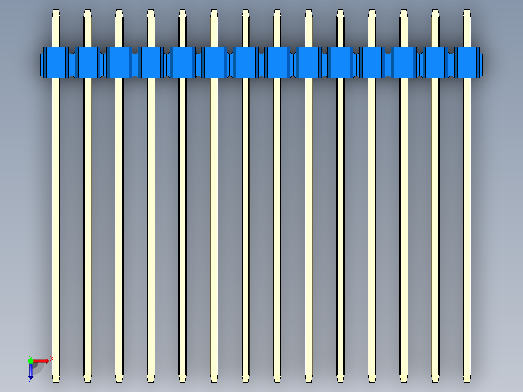 彩色公头100mil（2.54mm）系列-DS1021_blue_3x14p_100mil_Type43_rev1.0俯视图