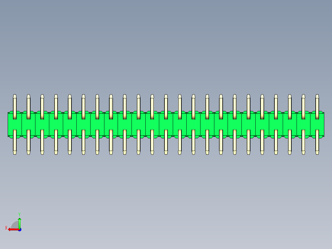 彩色公排针 100mil 2.54mm 系列-DS1022_green_46p_100mil_TypeSMT_rev1.0后视图