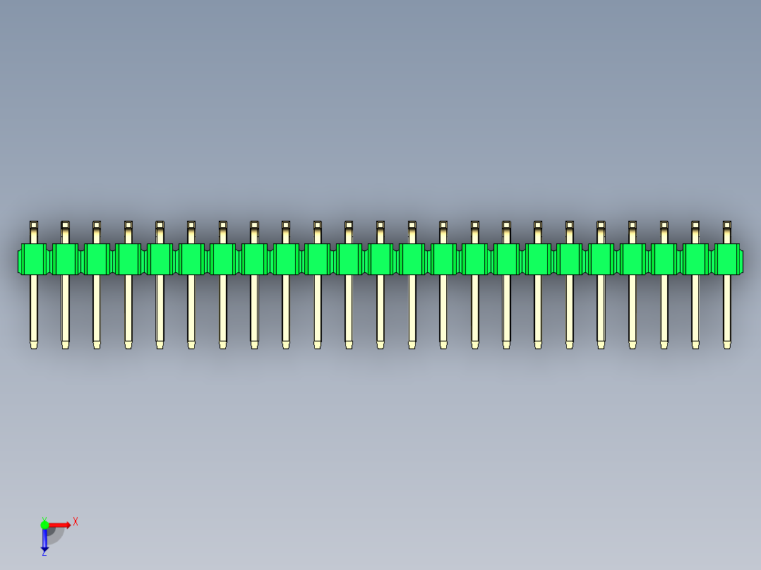 彩色公排针 100mil 2.54mm 系列-DS1022_green_46p_100mil_TypeSMT_rev1.0俯视图