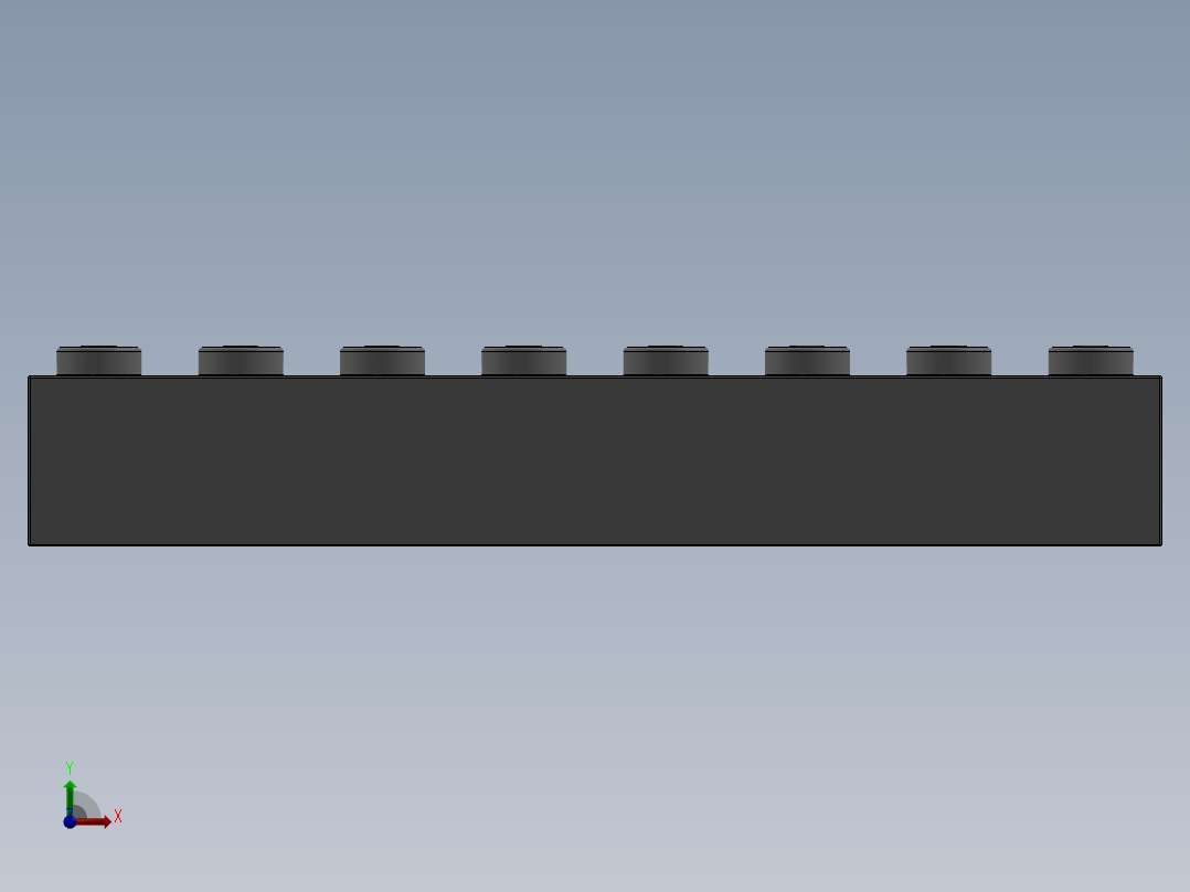 乐高套装 4421基本积木-4211391 - 3007 Medium Stone Grey Brick 2 x 8.SLDPRT前视图