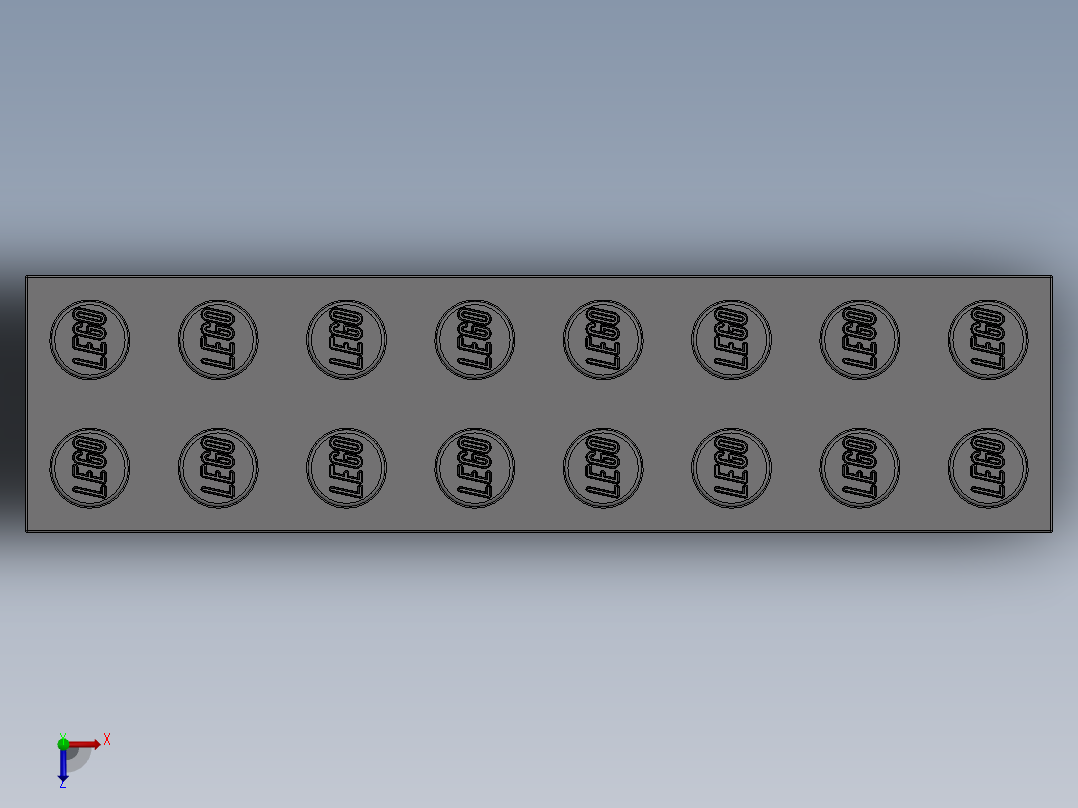 乐高套装 4421基本积木-4211391 - 3007 Medium Stone Grey Brick 2 x 8.SLDPRT俯视图