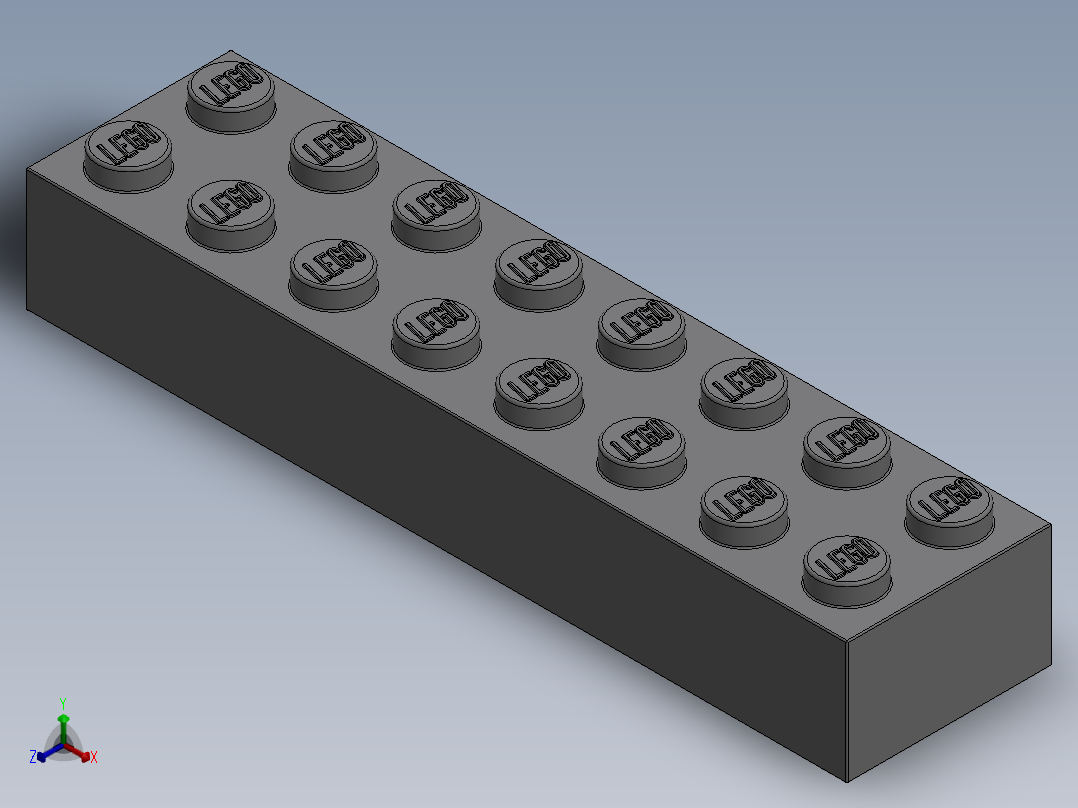 乐高套装 4421基本积木-4211391 - 3007 Medium Stone Grey Brick 2 x 8.SLDPRT正等轴测图