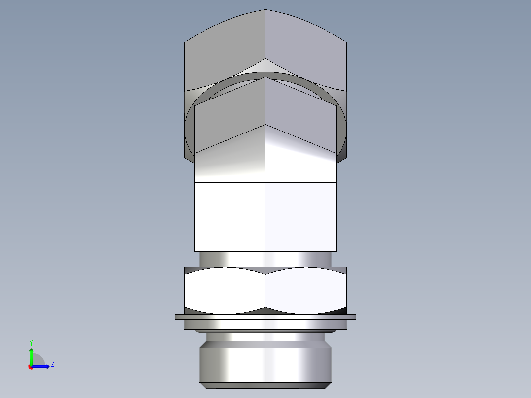 卡套式工业通用硬管接头EO_Adjustable_locknut_45_deg_elbow_VEE28ZLRCF左视图
