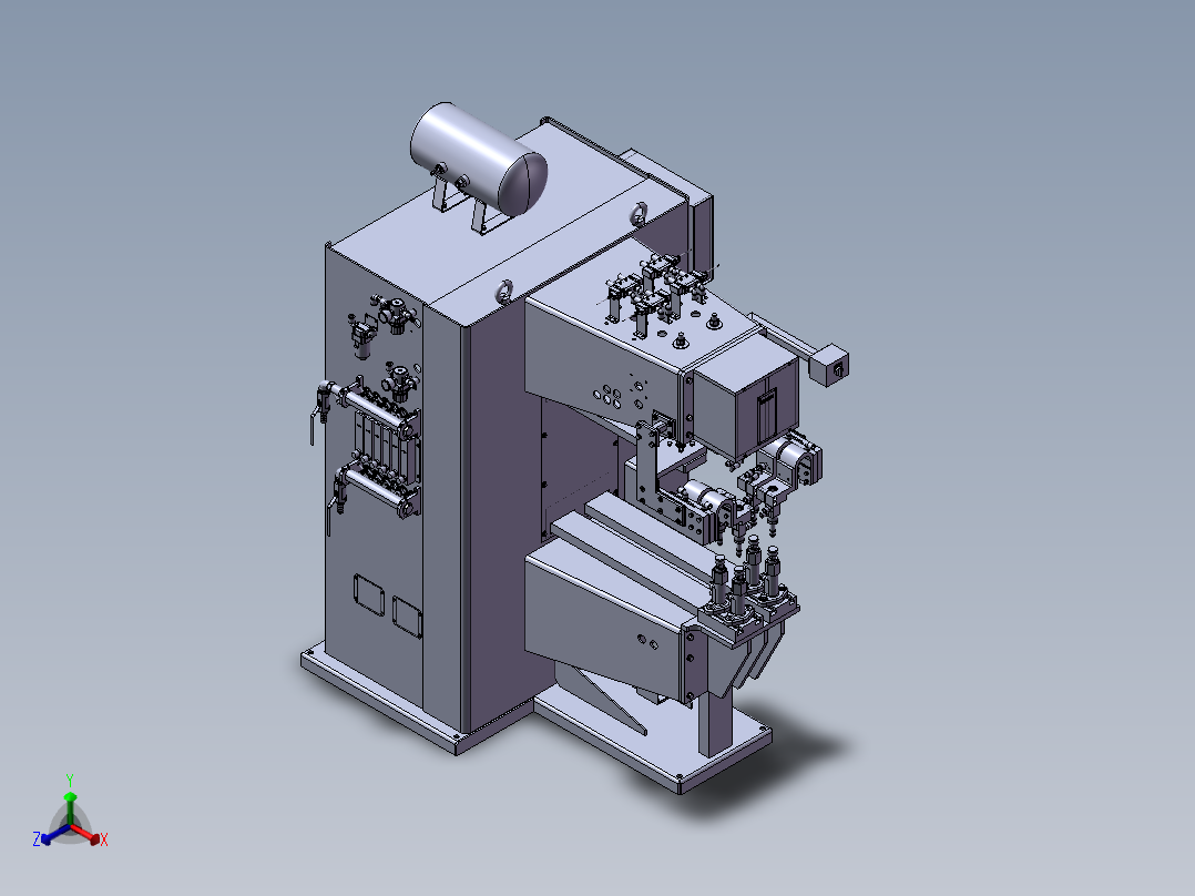 四点电阻焊机sw17正等轴测图