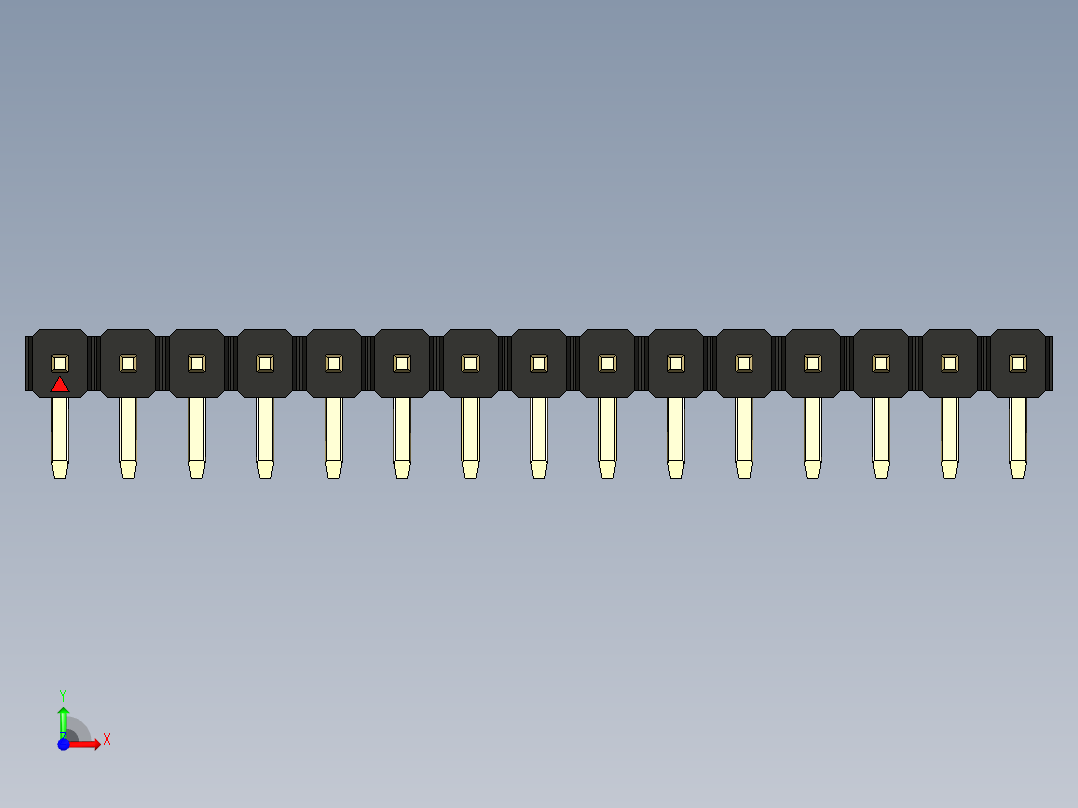 彩色公排针 100mil 2.54mm 系列-DS1022_black_1x15p_100mil_TypeD_rev1.0前视图