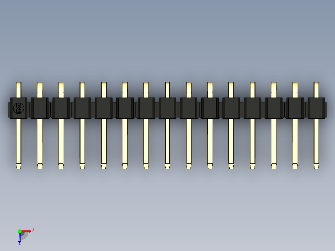 彩色公排针 100mil 2.54mm 系列-DS1022_black_1x15p_100mil_TypeD_rev1.0俯视图
