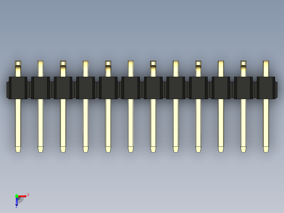 彩色公排针 100mil 2.54mm 系列-DS1022_black_12p_100mil_Type_SMT_R1_rev1.0俯视图