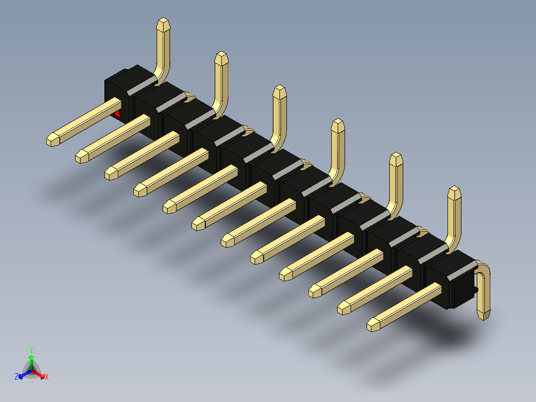 彩色公排针 100mil 2.54mm 系列-DS1022_black_12p_100mil_Type_SMT_R1_rev1.0正等轴测图