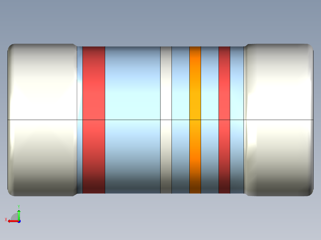 MELF电阻SMD，尺寸0102，带颜色编码，E24系列后视图