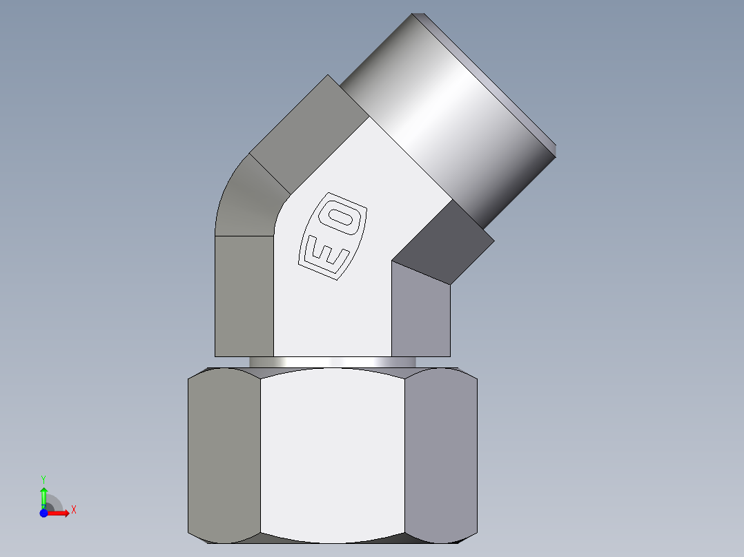 卡套式工业通用硬管接头EO_Swivel_nut_45_deg_elbow_EV15LOMD71前视图