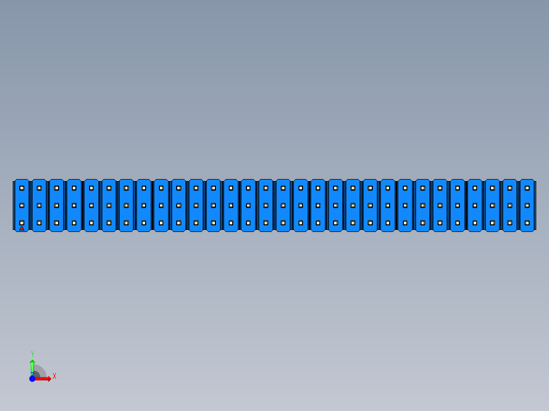 彩色公头100mil（2.54mm）系列-DS1021_blue_3x30p_100mil_Type43_rev1.0前视图