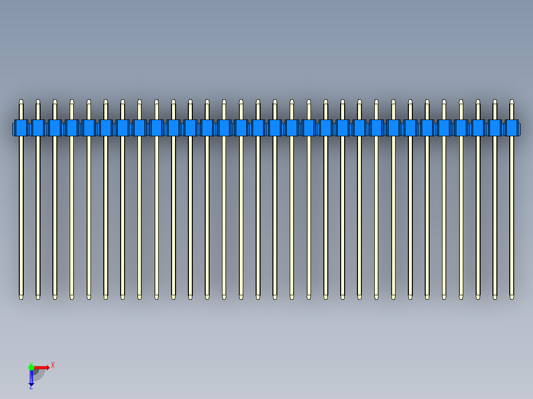 彩色公头100mil（2.54mm）系列-DS1021_blue_3x30p_100mil_Type43_rev1.0俯视图