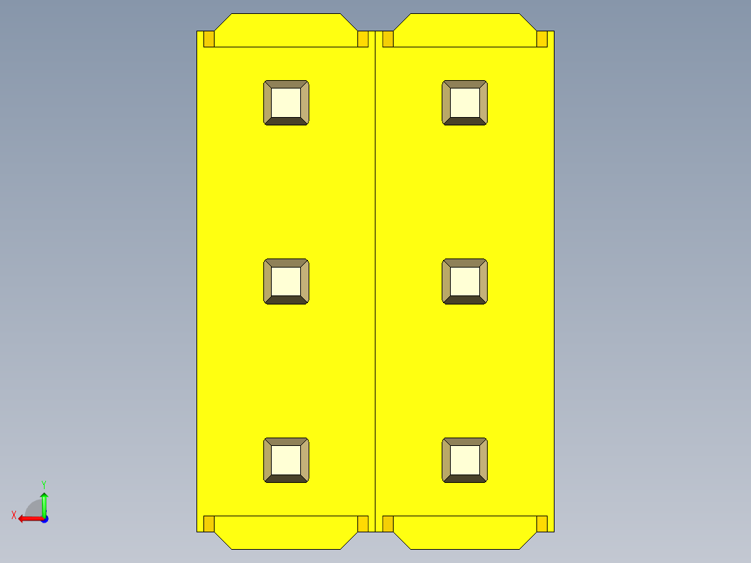 彩色公头100mil（2.54mm）系列-DS1021_yellow_3x02p_100mil_Type19_rev1.0后视图
