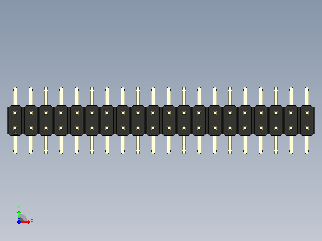 彩色公排针 100mil 2.54mm 系列-DS1022_black_40p_100mil_TypeSMT_rev1.0前视图