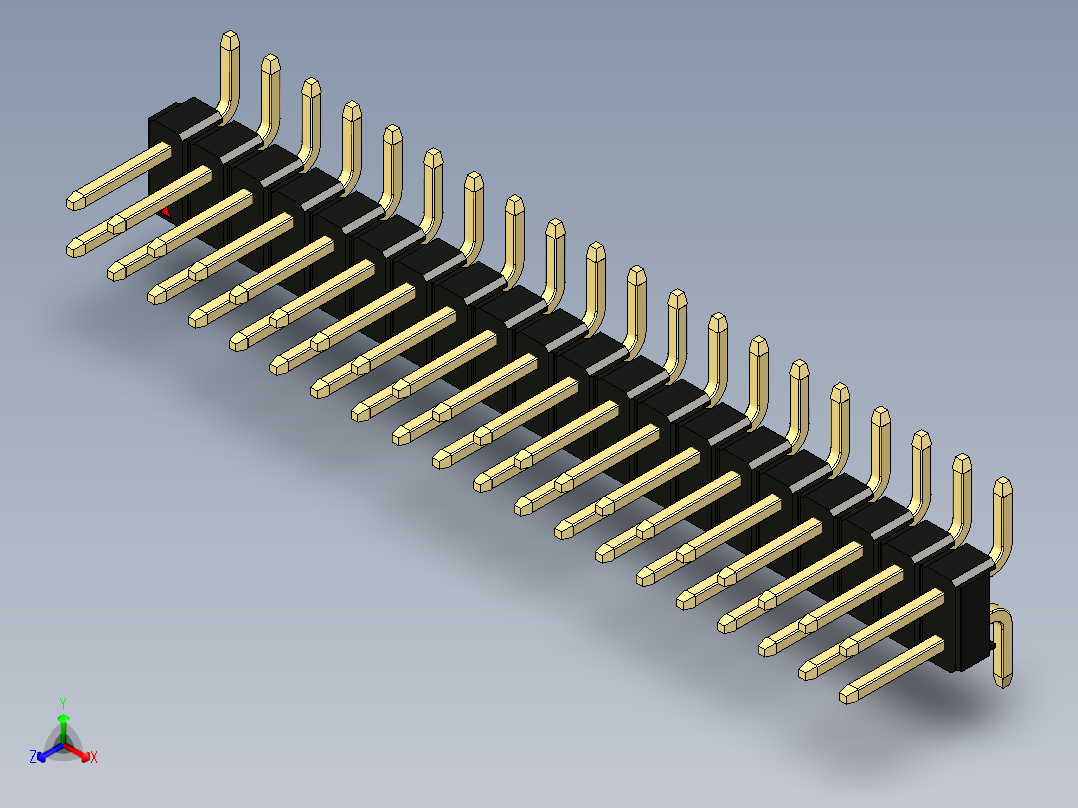 彩色公排针 100mil 2.54mm 系列-DS1022_black_40p_100mil_TypeSMT_rev1.0正等轴测图