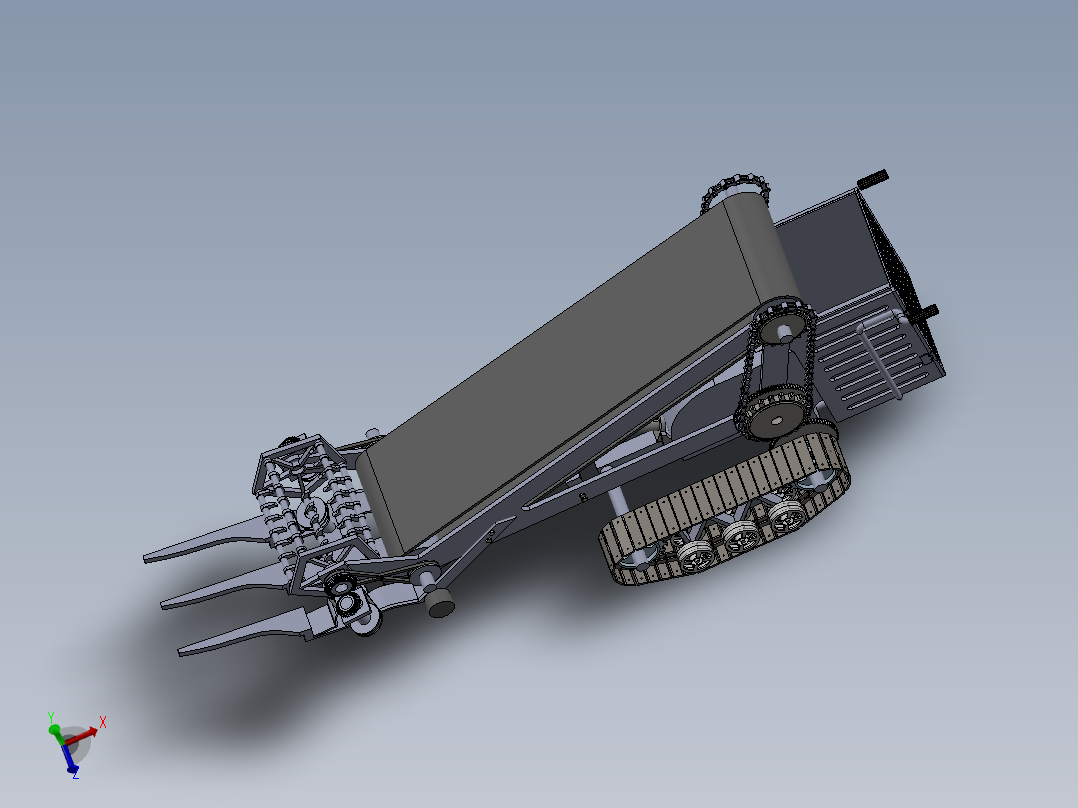 菠菜收割机三维SW模型<span style='color: red'>3D</span>图纸收获机设计solidworks建模 参考素材