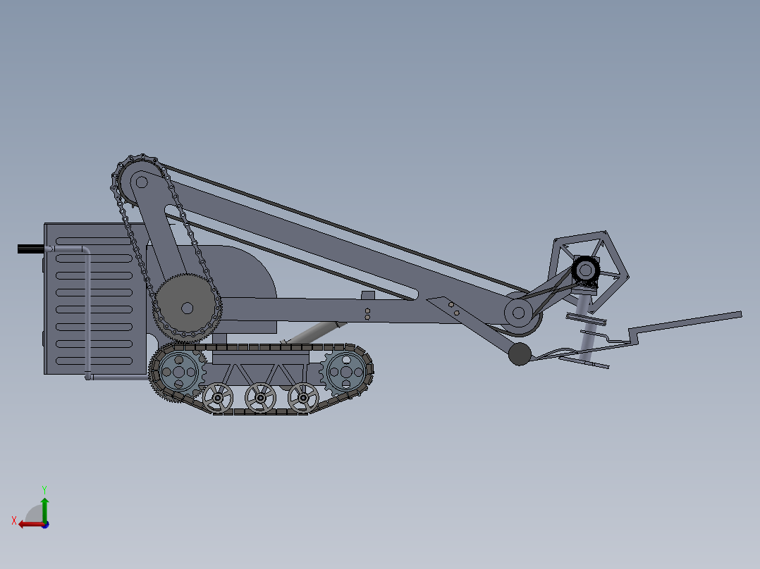 菠菜收割机三维SW模型3D图纸收获机设计solidworks建模 参考素材后视图