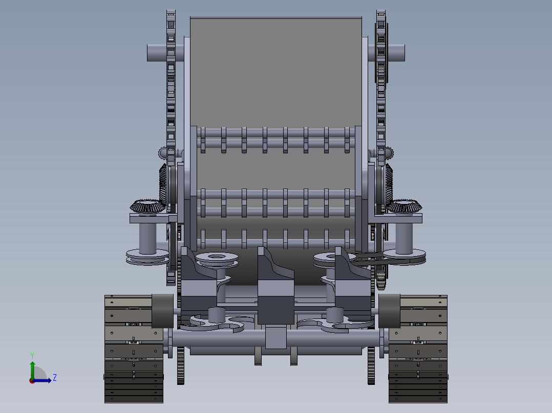 菠菜收割机三维SW模型3D图纸收获机设计solidworks建模 参考素材左视图