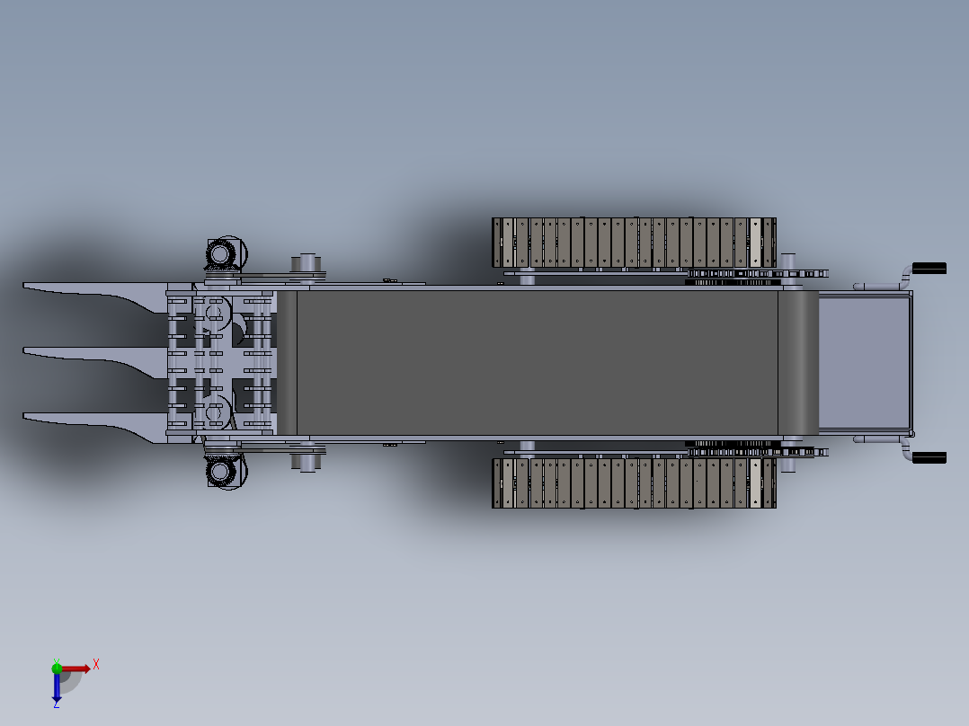 菠菜收割机三维SW模型3D图纸收获机设计solidworks建模 参考素材俯视图