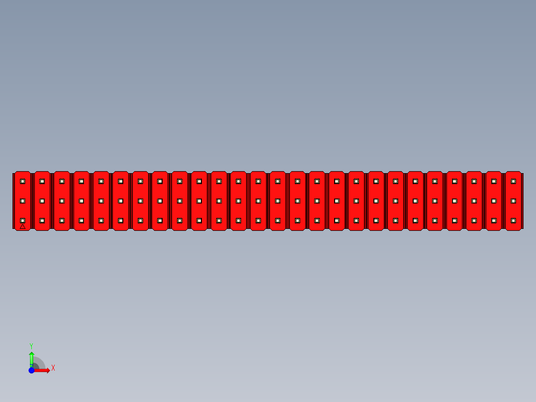 彩色公头100mil（2.54mm）系列-DS1021_red_3x26p_100mil_Type43_rev1.0前视图