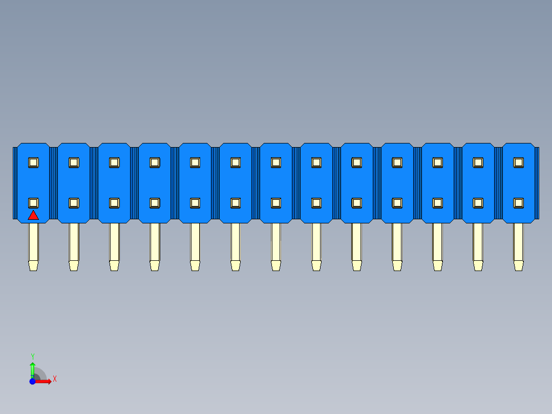 彩色公排针 100mil 2.54mm 系列-DS1022_blue_2x13p_100mil_TypeD_rev1.0前视图