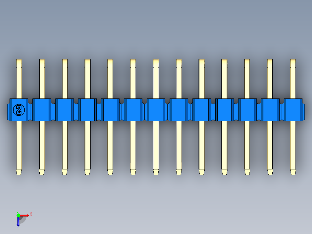 彩色公排针 100mil 2.54mm 系列-DS1022_blue_2x13p_100mil_TypeD_rev1.0俯视图