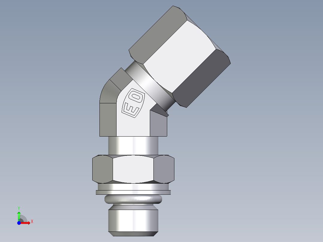 卡套式工业通用硬管接头EO_Adjustable_locknut_45_deg_elbow_VEE06ZSMORCF前视图