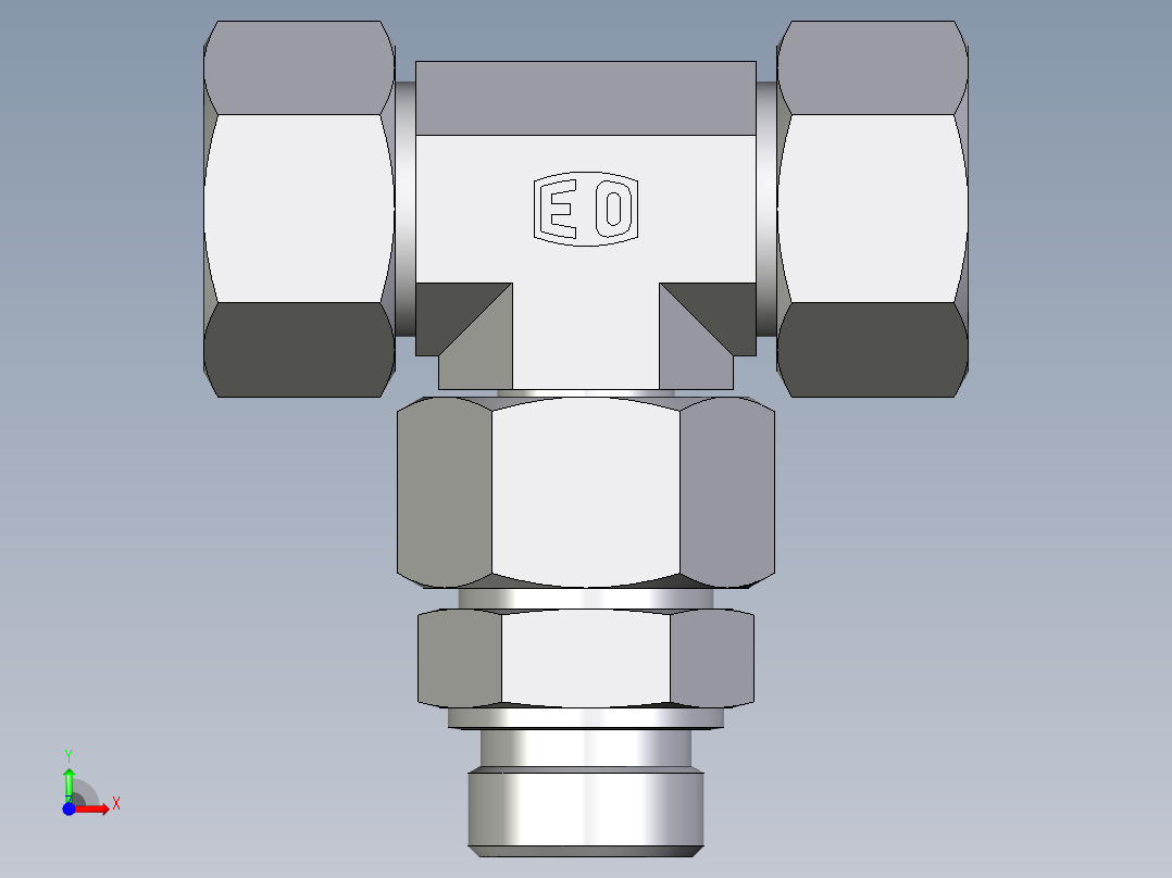 卡套式工业通用硬管接头EO_Assembled_adjustable_standpipe_branch_tee_EVT25SR71前视图